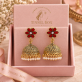 red daisy jhumkas