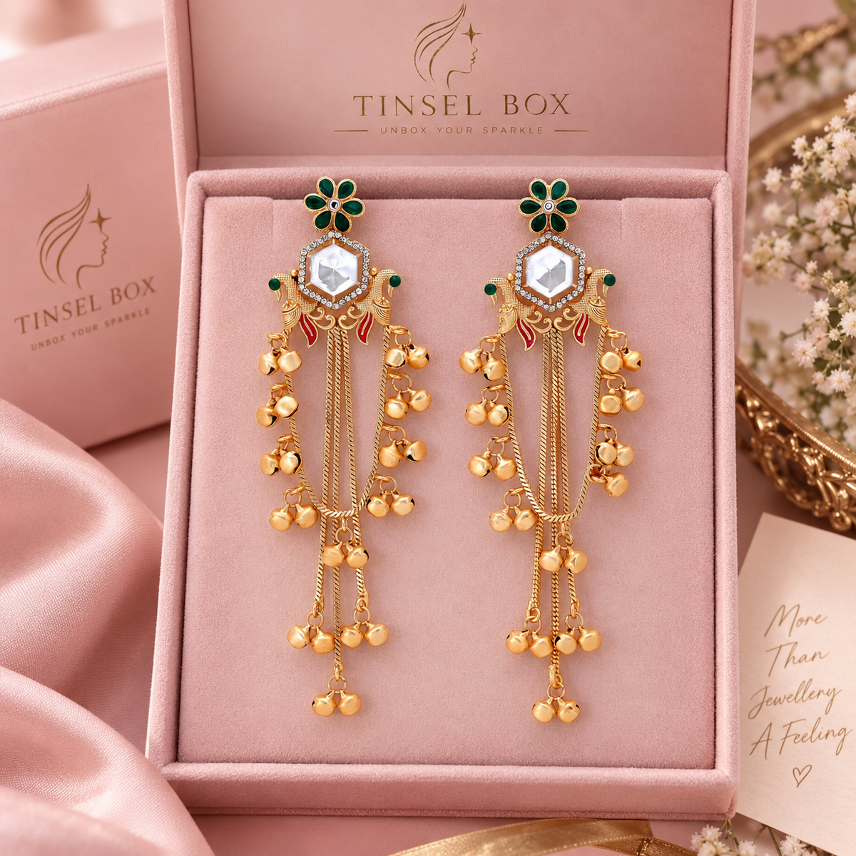 Traditional South Indian Style Long Earrings