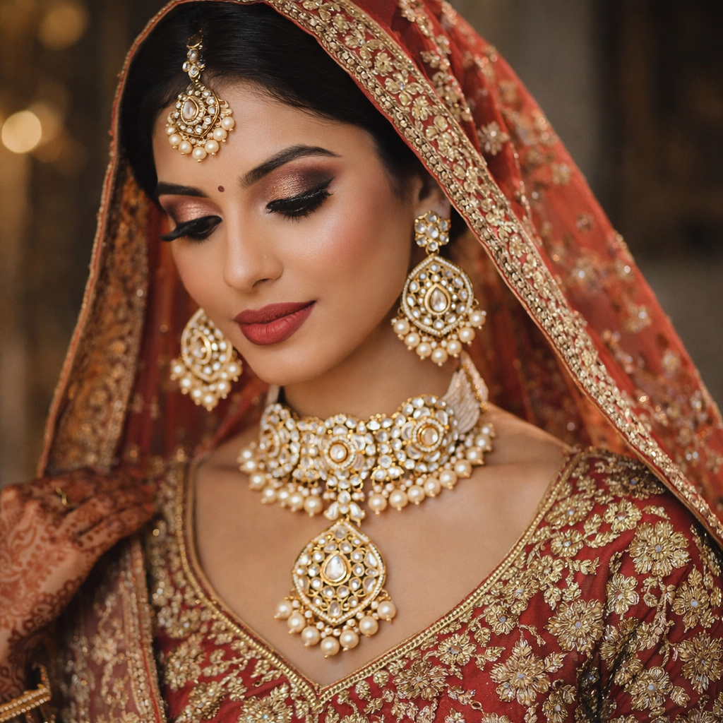 Exclusive White Color Choker Kundan Necklace Set Designed For Brides And Traditional Wedding Outfits