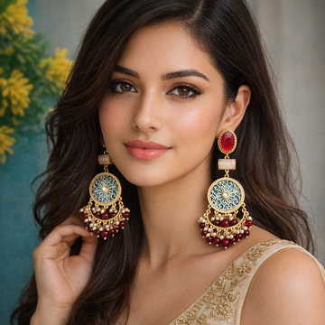 Maroon Color Traditional Bridal Look Amrapali Earrings For Wedding Occasions