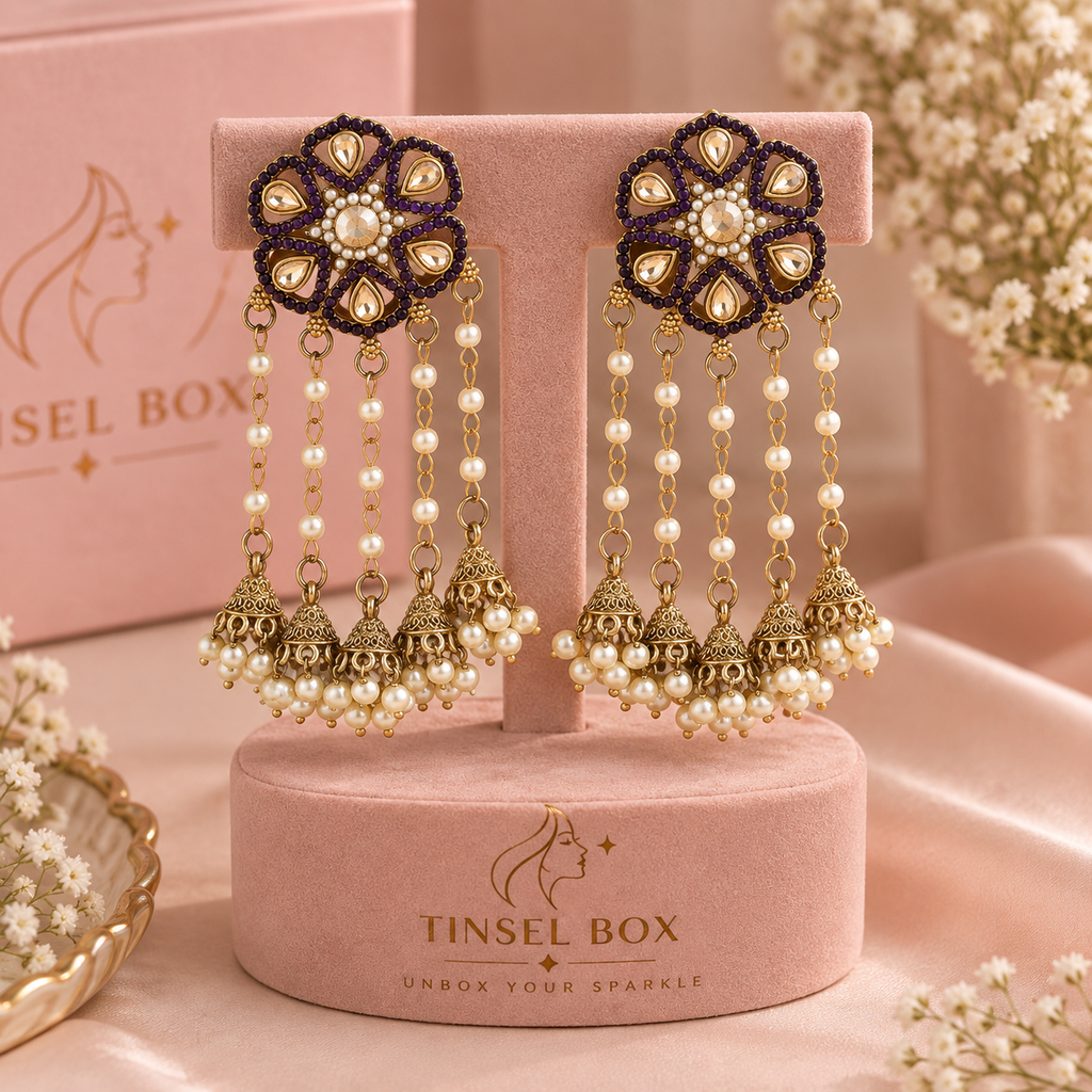 Lavender Noor Jhumkas
