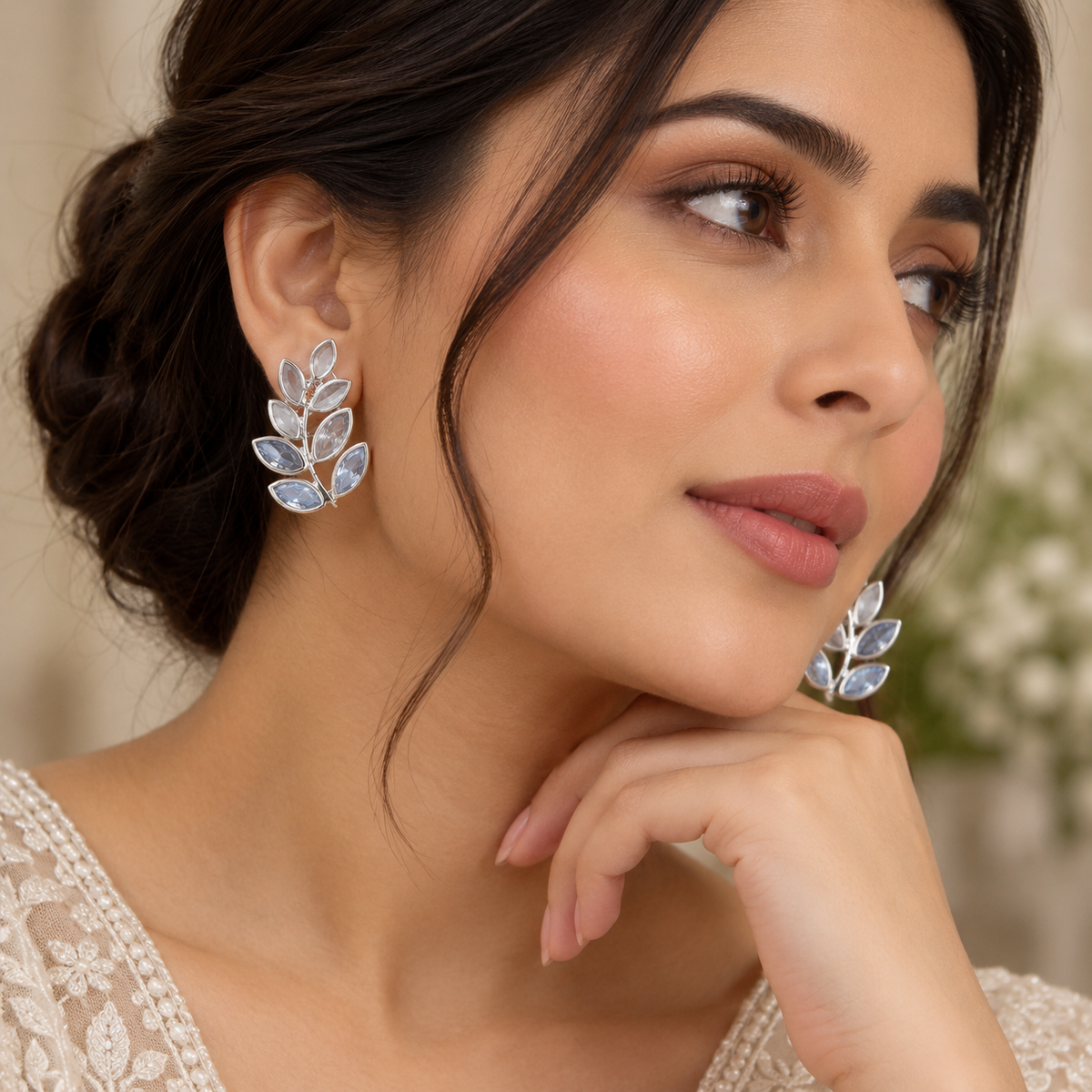 crystal leaf stud