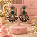 Meher Emerald Kundan Earrings with Pearl Fringe