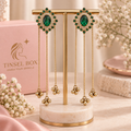 Emerald Aura – Green Stone Long Dangler Earrings