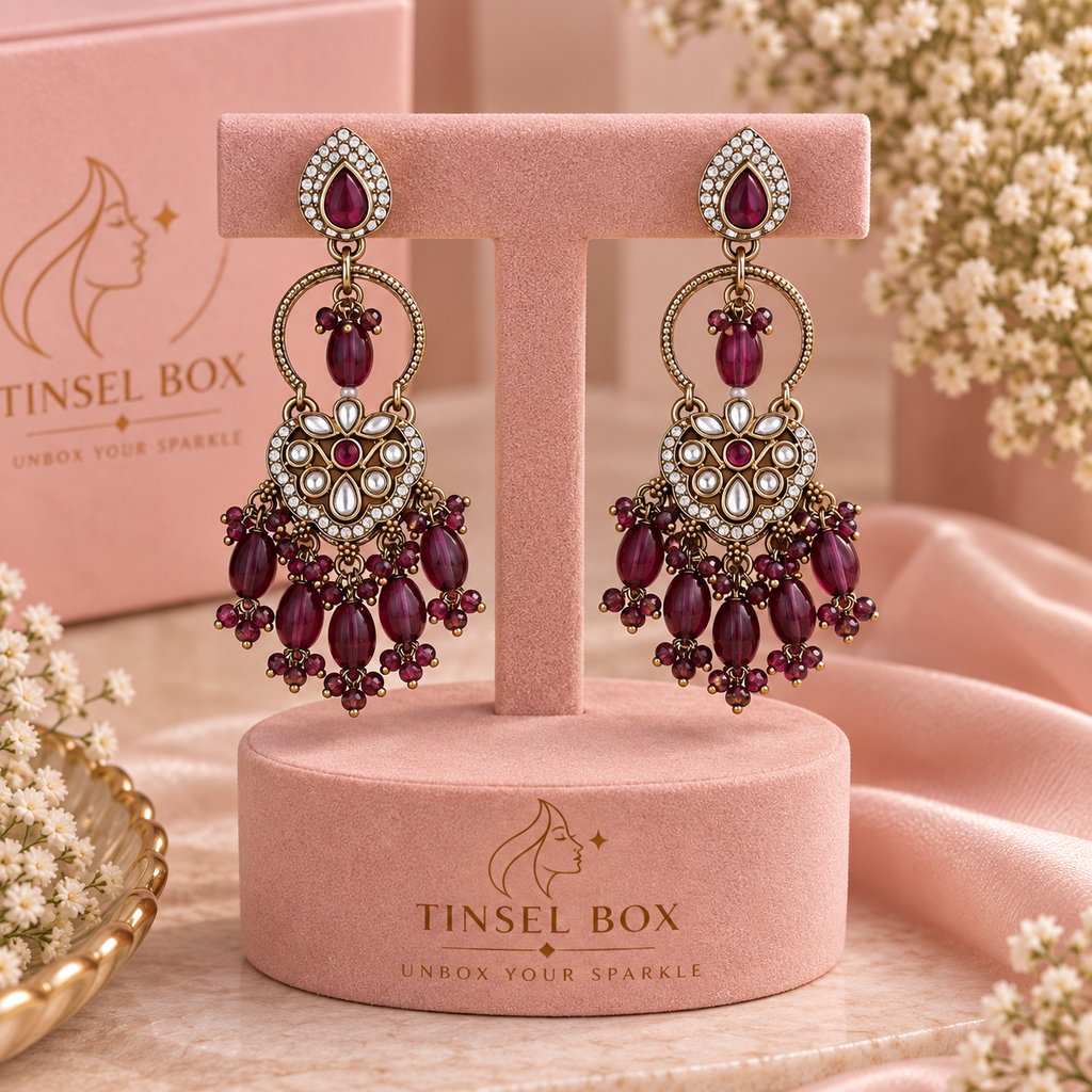 Gulnaar Plum Tassel Earrings