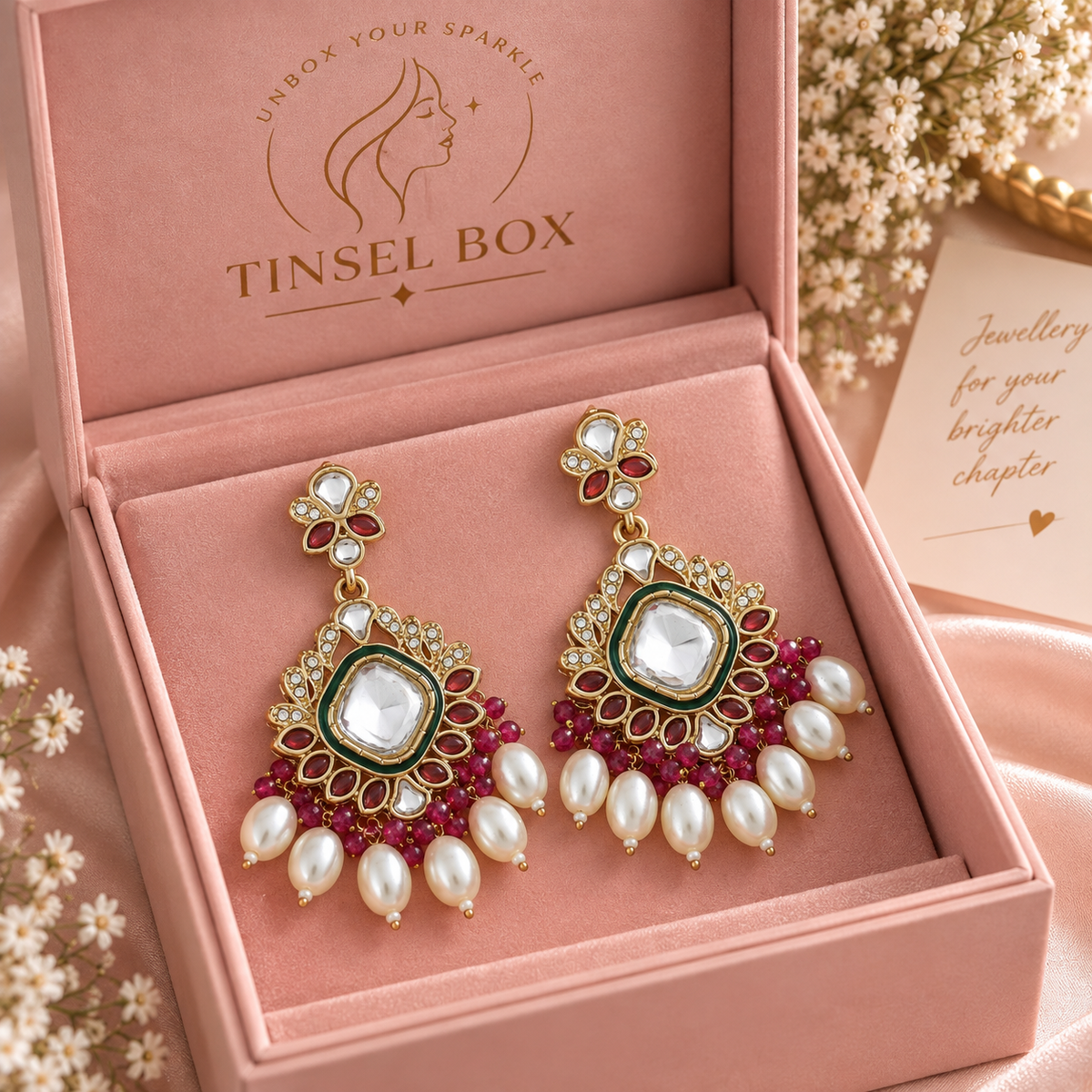 Zeenat Ruby Pearl Chandeliers
