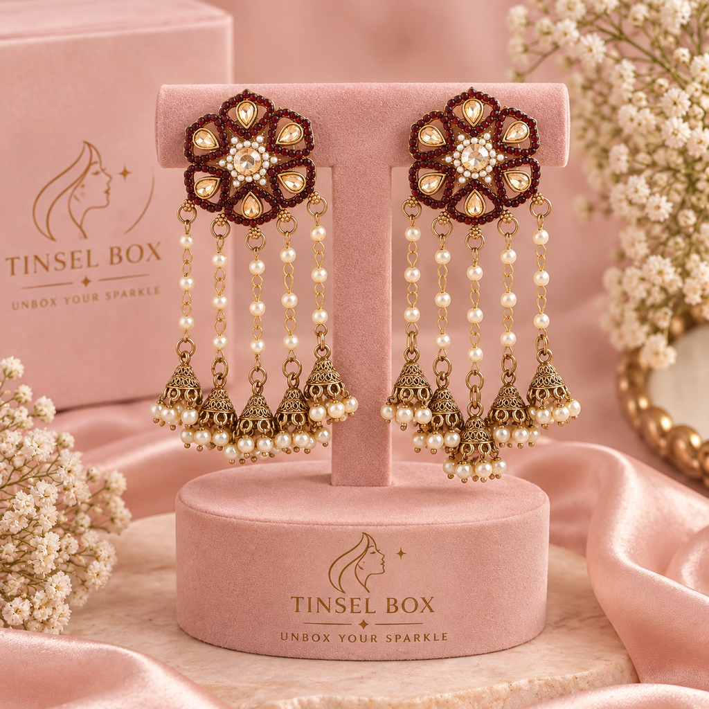 Riyasat Ruby Halo Earrings
