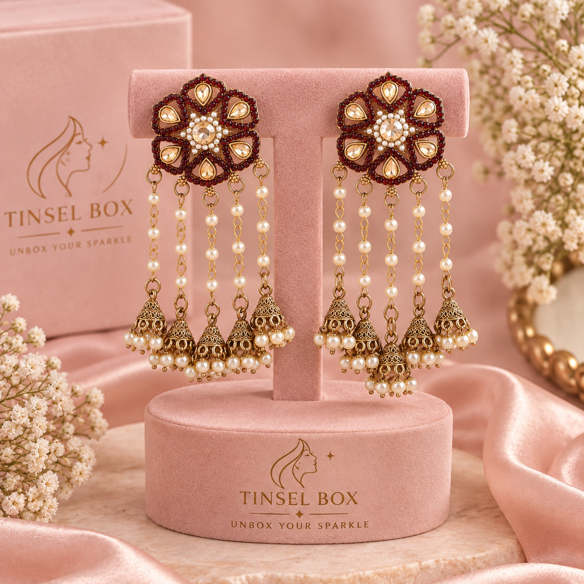 Riyasat Ruby Halo Earrings