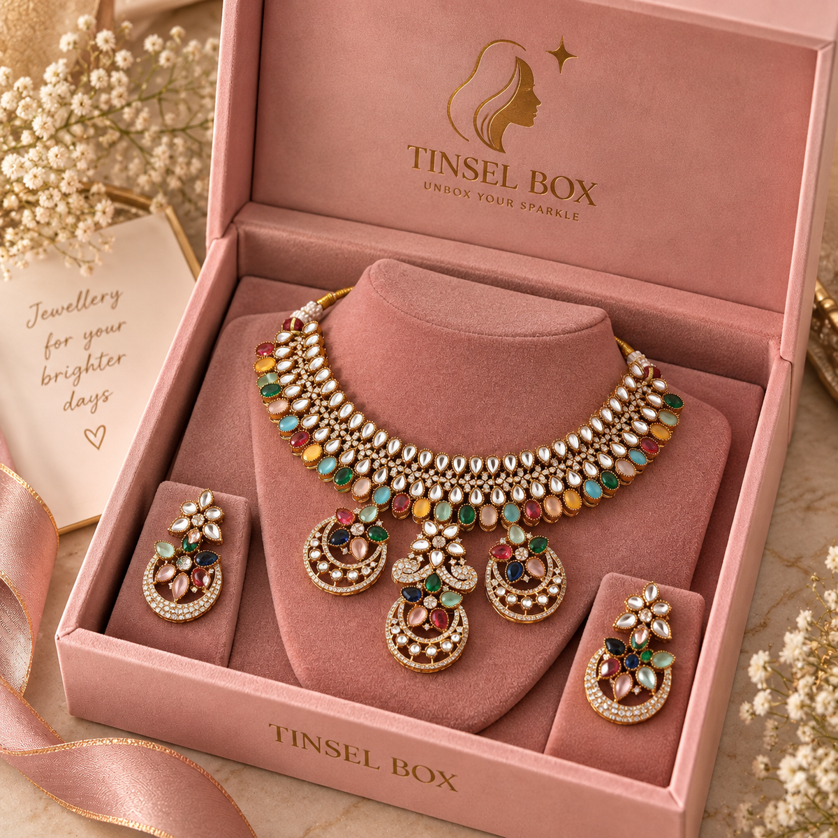 royal multicolour monalisa stone necklace