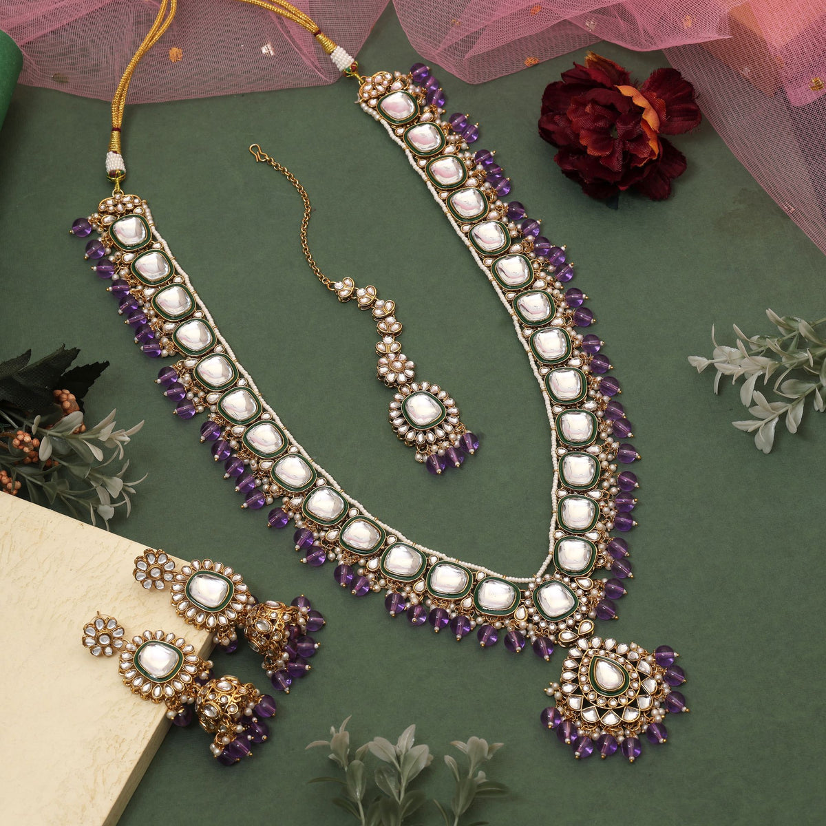 Amethyst Noor – Purple Kundan Bridal Set