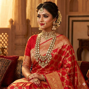 Ethnic White Color Kundan Necklace Set With Wedding Stone Details