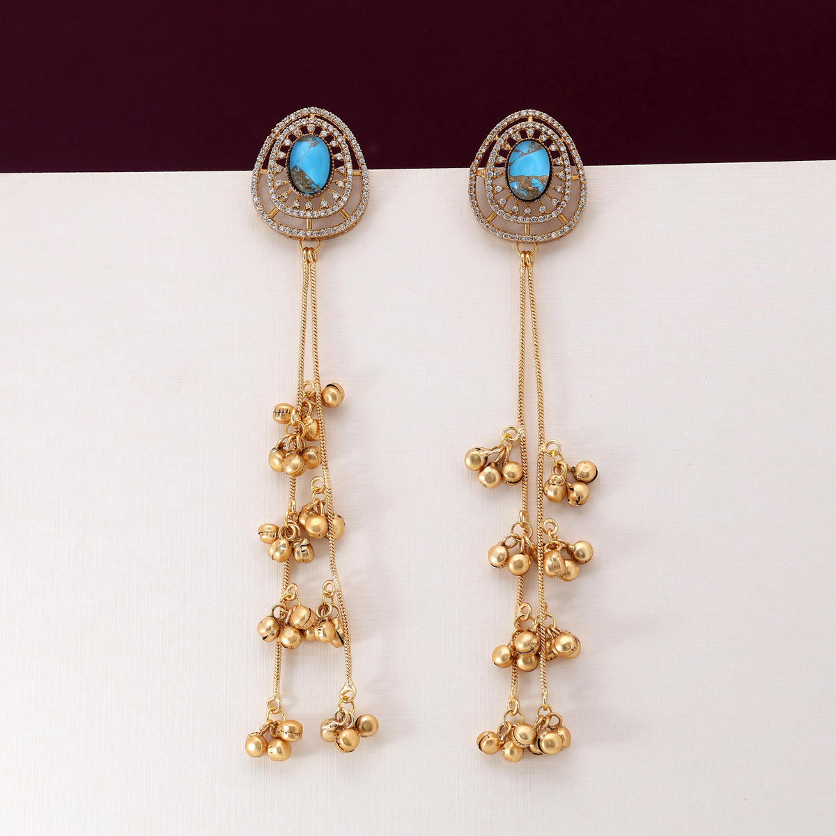 Aqua Noor – Blue Stone Statement Long Earrings