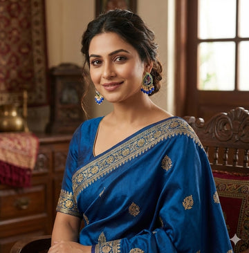 Stunning Blue Color Meenakari Earrings With Intricate Handpainted Enamel Work For Women