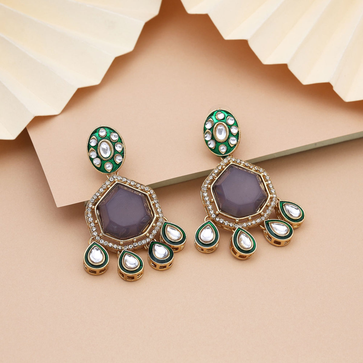 Begum Emerald Crown Drops