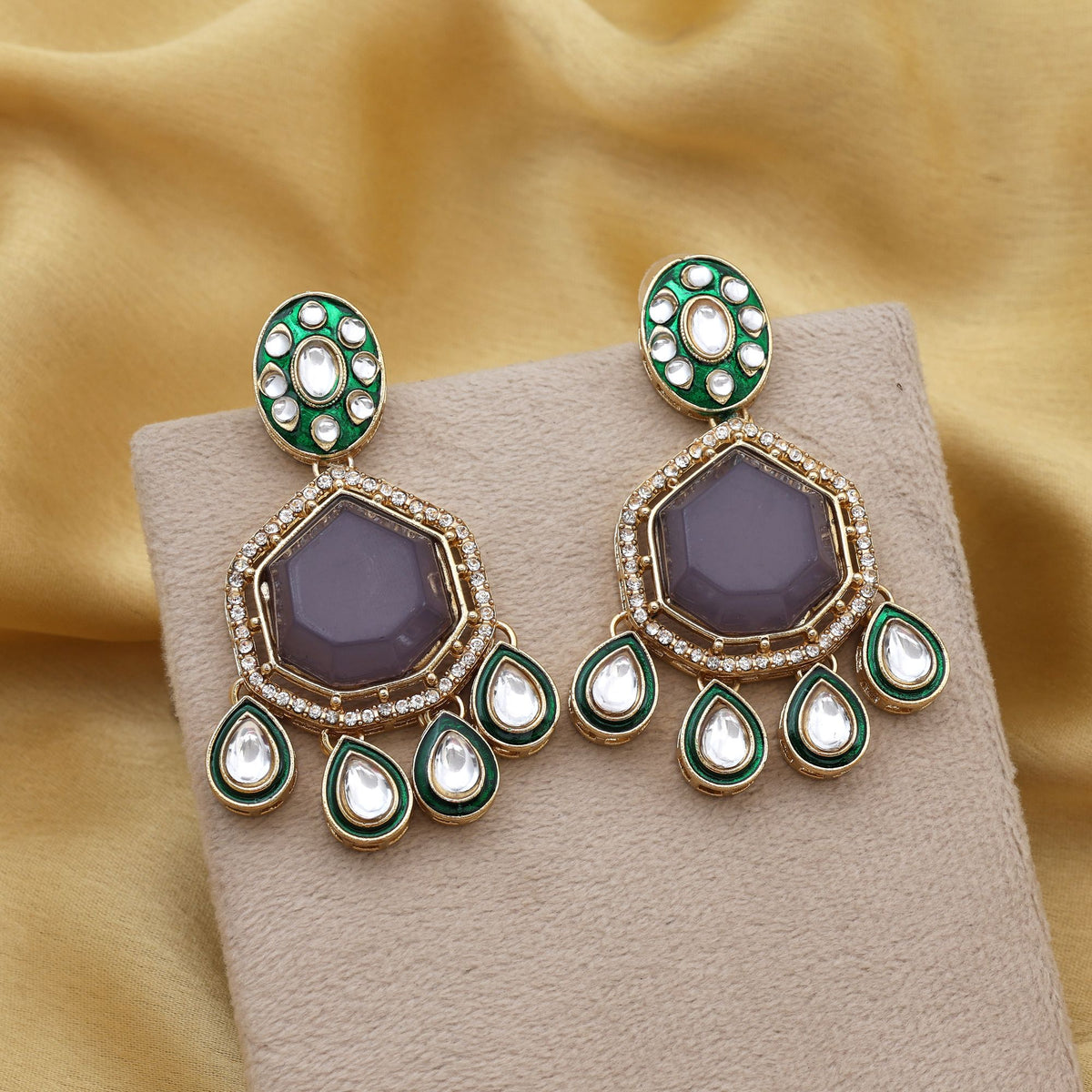Begum Emerald Crown Drops