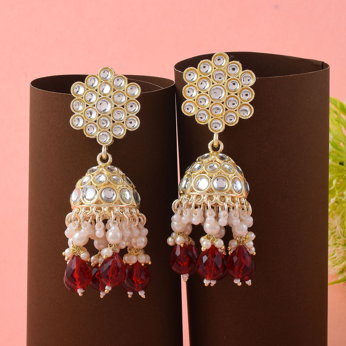 Dulhan Ruby Pearl Jhumkas