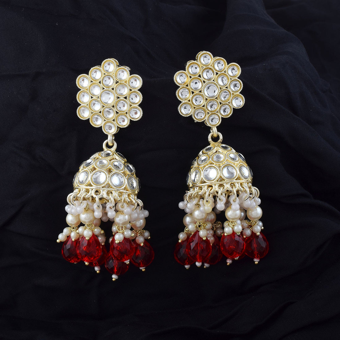 Gorgeous Maroon Color Kundan Earrings Perfect for Brides, Weddings, and Festive Celebrations