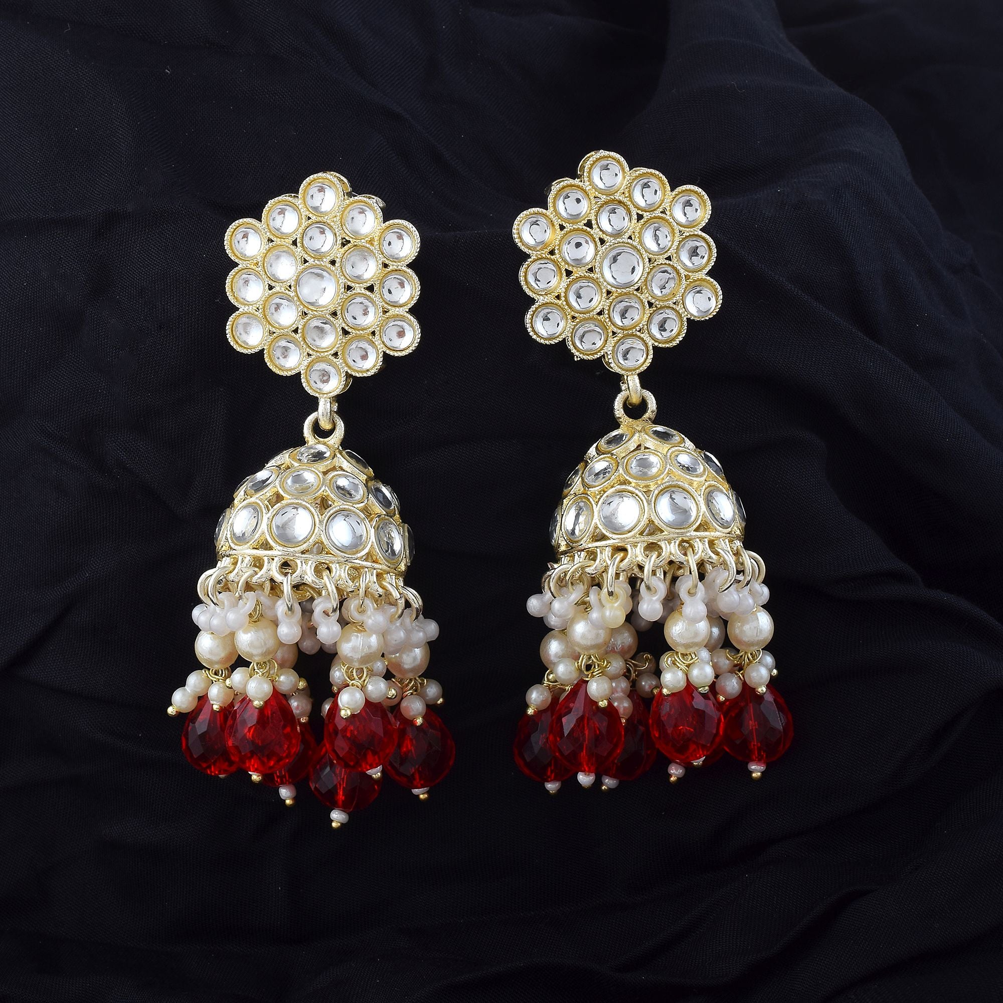 Gorgeous Maroon Color Kundan Earrings Perfect for Brides, Weddings, and Festive Celebrations