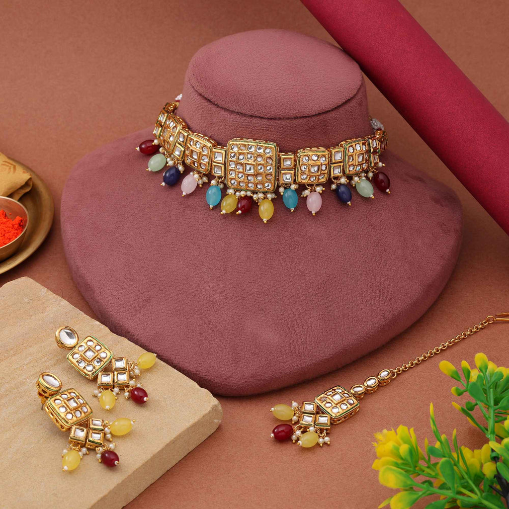Elegant Multicolour Kundan Choker Set for Brides & Festive Looks