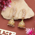Elegant Peach Pearl Tassel Jhumka Earrings
