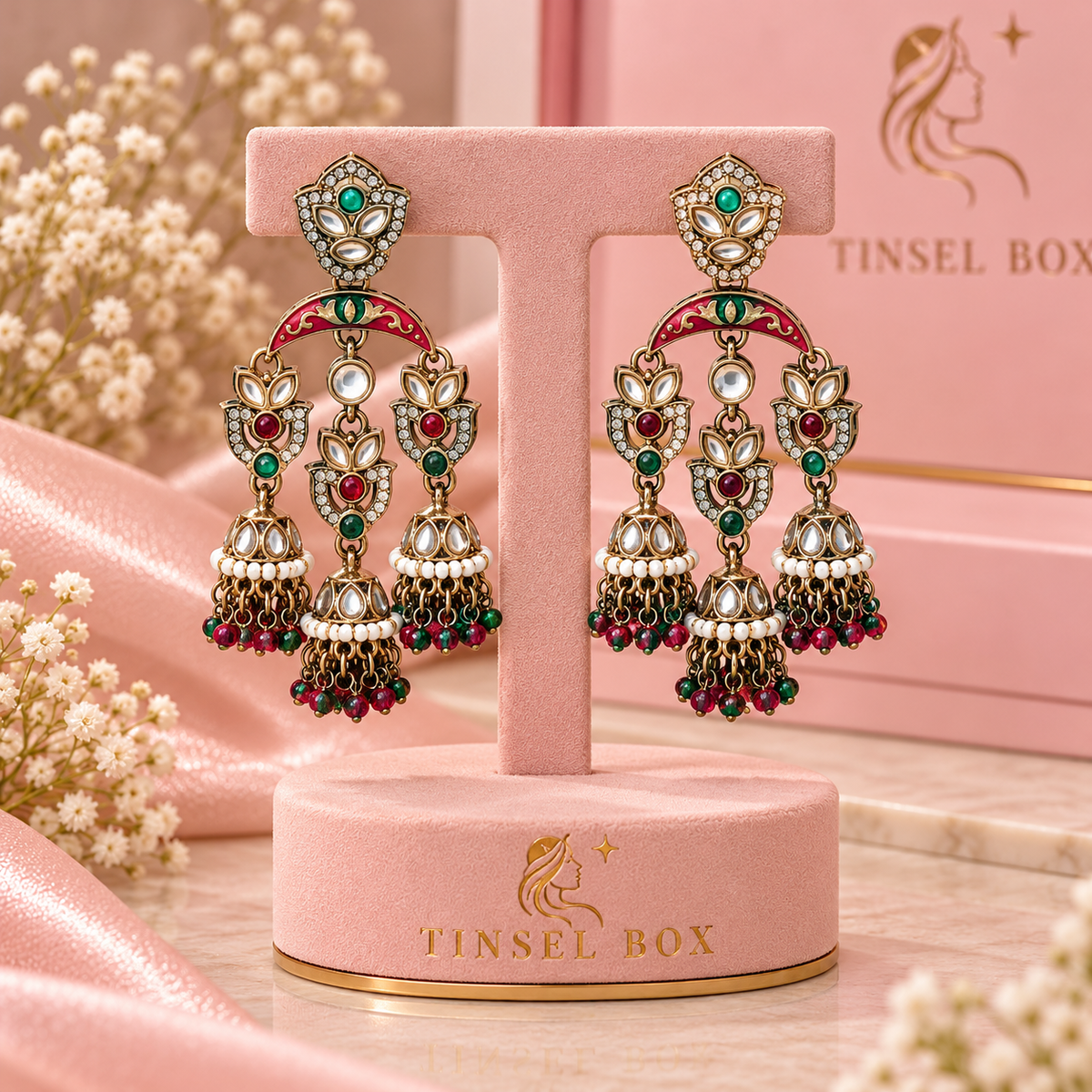 Emerald Bloom Jhumkas