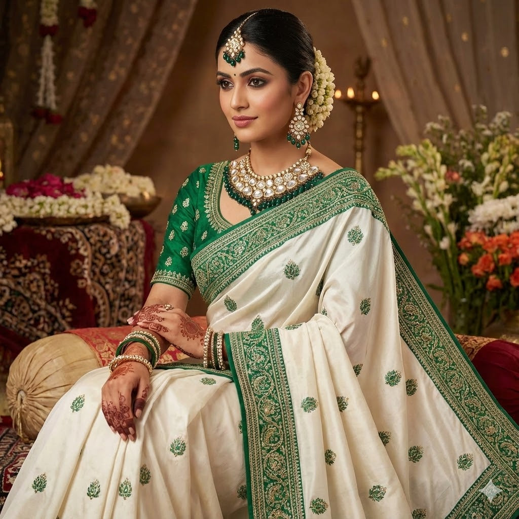 Green Color Traditional Craft Inspired Back Side Meena Work Kundan Necklace Set For Weddings