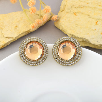 Gold Color Stud Kundan Earrings