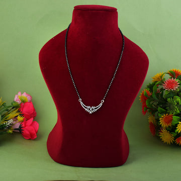 Silver Color American Diamond Mangalsutra For Daily And Party Wear