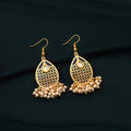 Gold Finish Lattice Earrings with Pearls