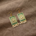 Green Enamel Kundan Pearl Drop Earrings