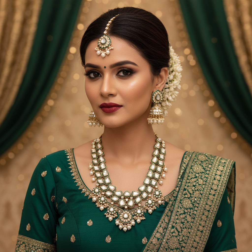 Indian Bridal Emerald Kundan Necklace