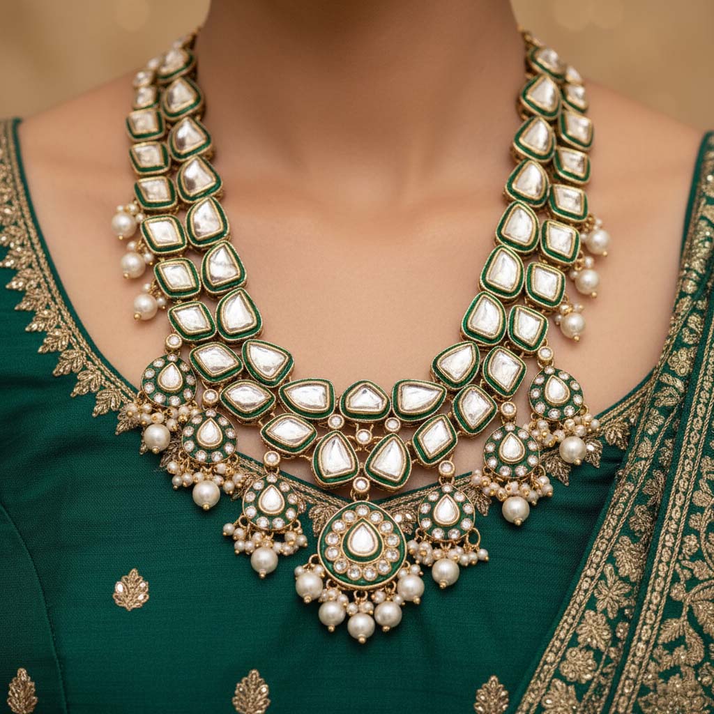 Indian Bridal Emerald Kundan Necklace