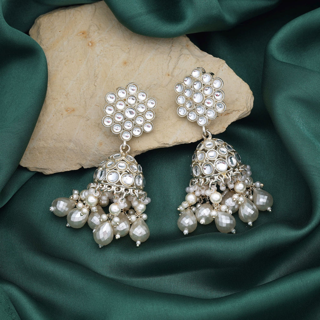 Jahanara White Kundan Drops