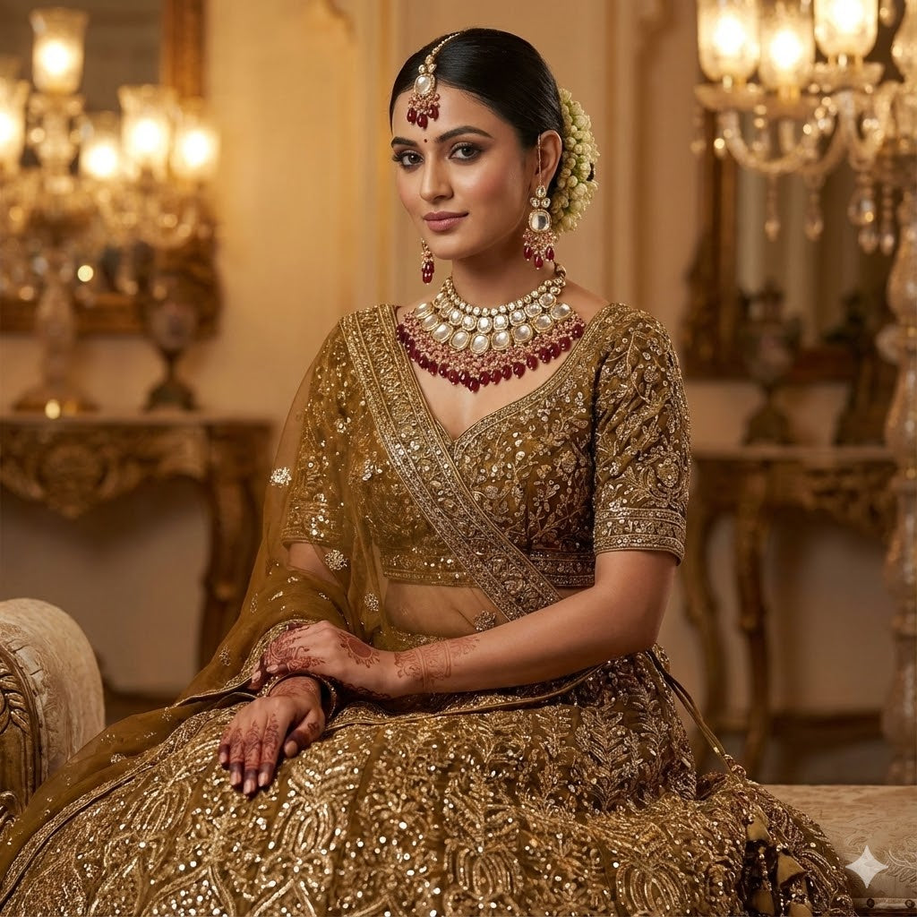 Maroon & Green Color Grand Traditional Back Side Meena Work Kundan Necklace Set For Bridal Look