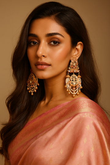 Maroon Color Handcrafted Designer Long Kashmiri Earrings For Brides And Ethnic Look