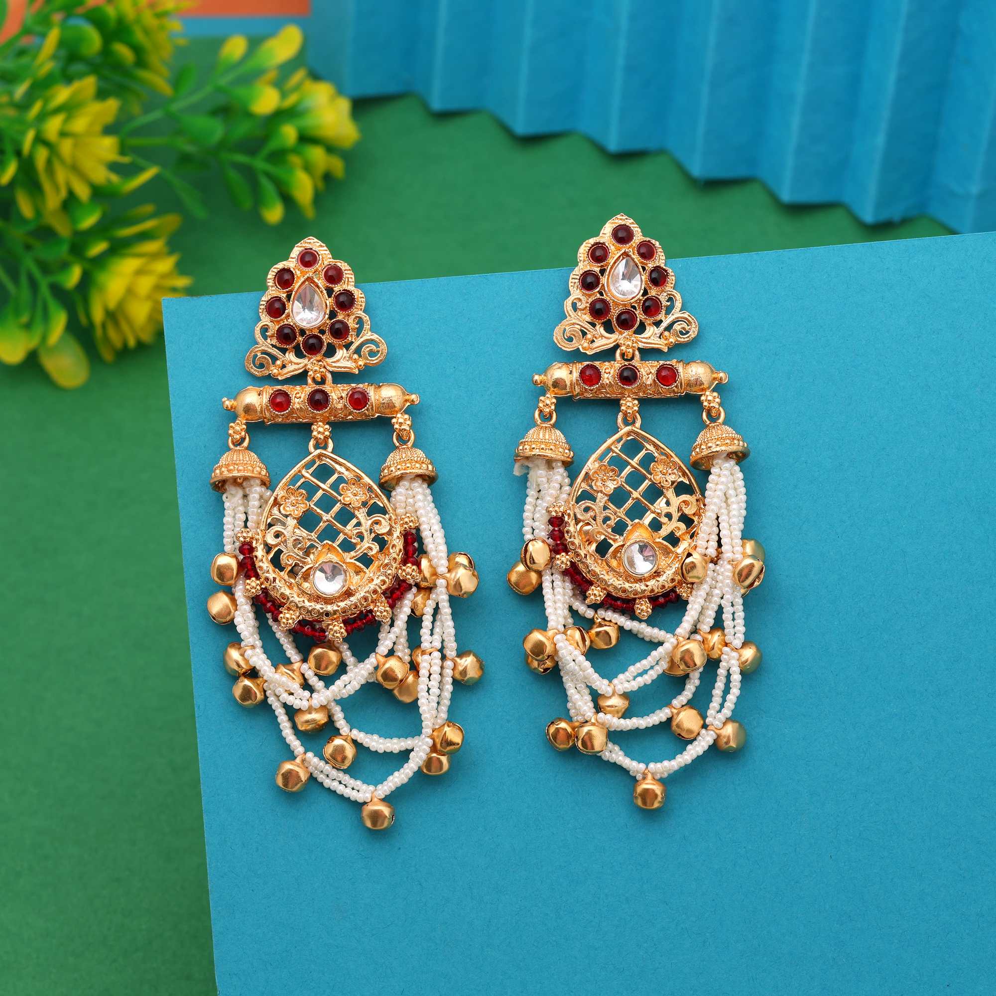 Maroon Color Handcrafted Designer Long Kashmiri Earrings For Brides And Ethnic Look