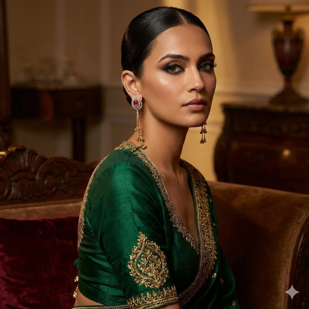 Pink Kundan Long Earrings with Gold Drops