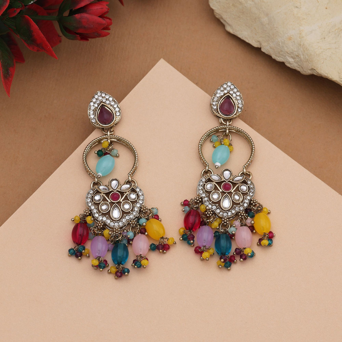 Rangrez Kundan Hoop Earrings