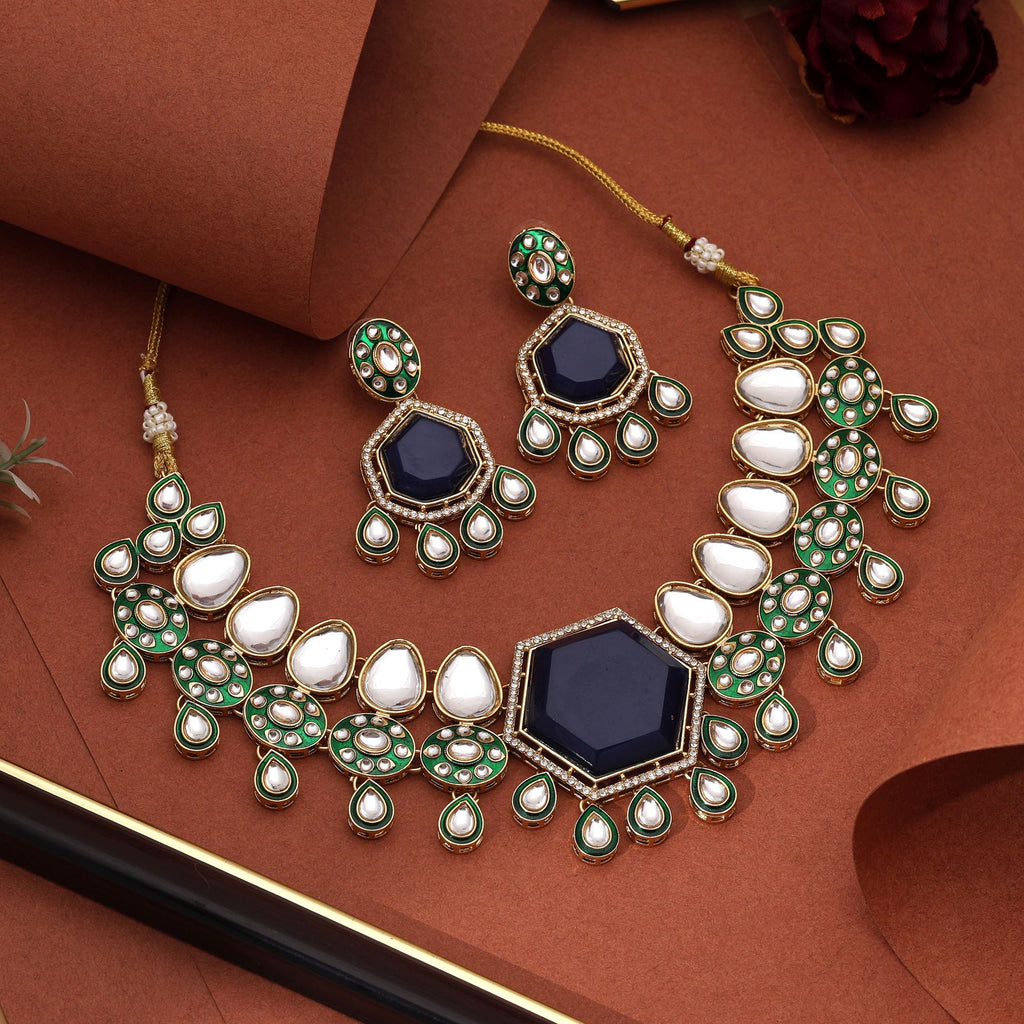 Royal Blue Kundan Bridal Necklace Set