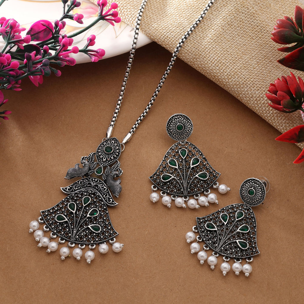 Shehnai Pearl Oxidised Set