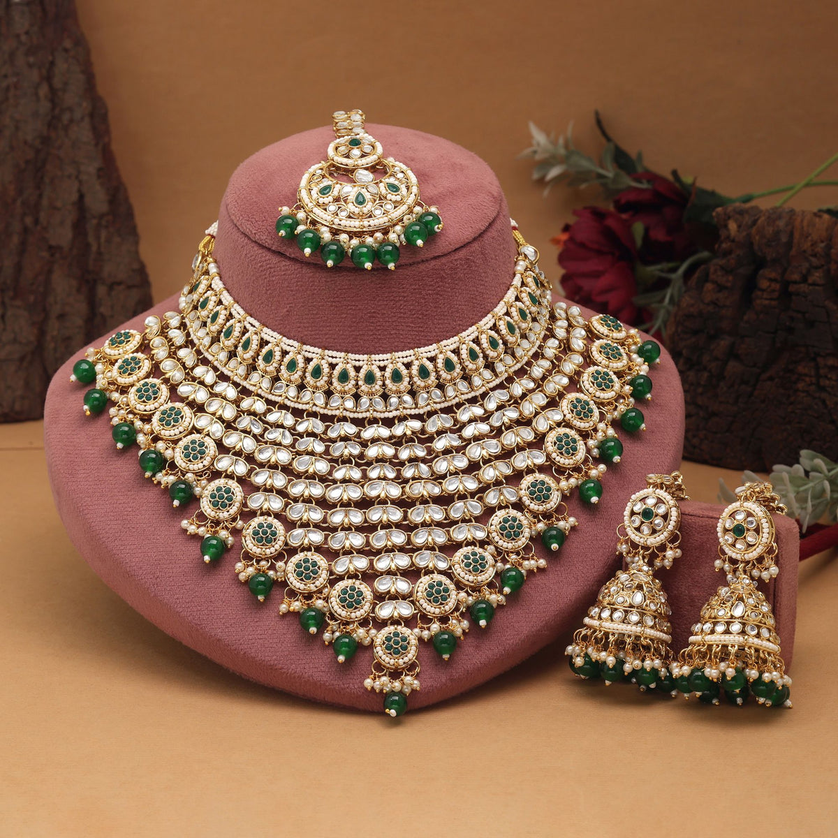 Traditional Green Kundan Choker Set