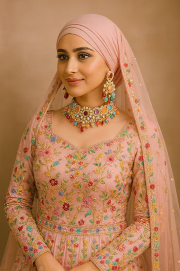 Multi Color Choker Traditional Style Back Side Meena Work Kundan Necklace Set For Bridal Wear