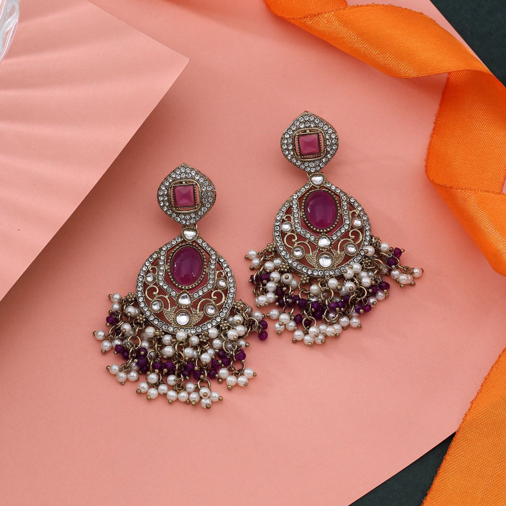 Wine Royale Kundan Earrings