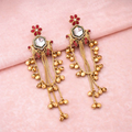 Ethnic Red Stone Long Earrings