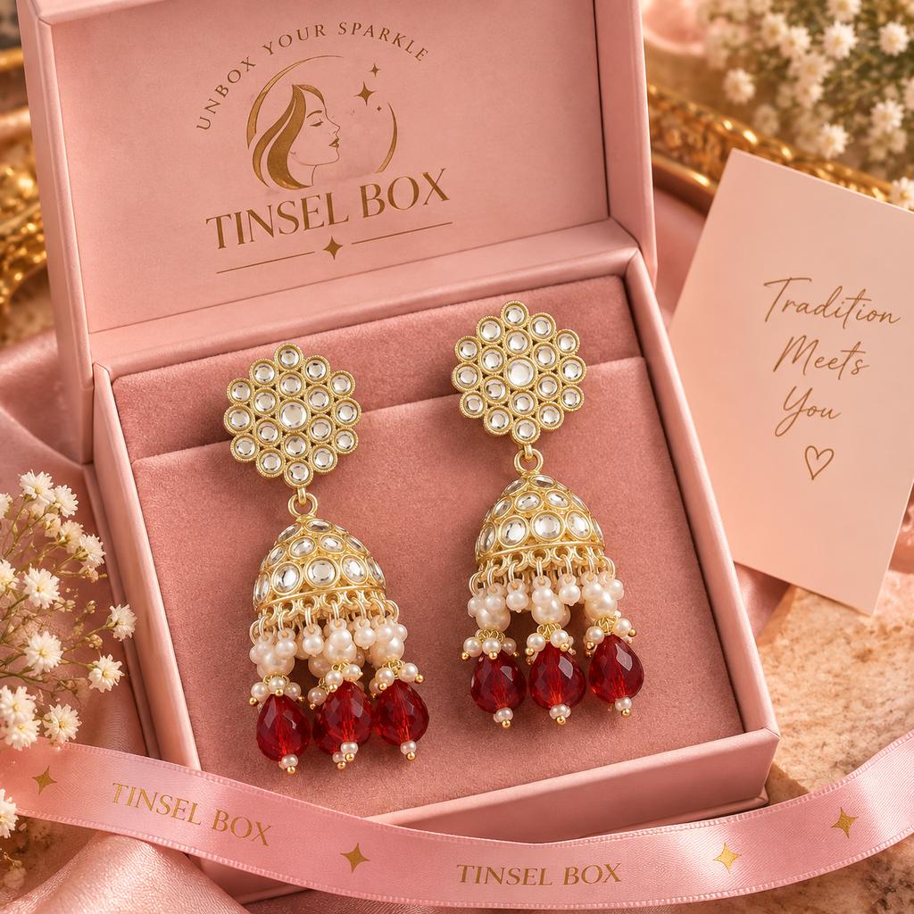 Dulhan Ruby Pearl Jhumkas