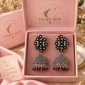 dual bloom oxidised jhumkas