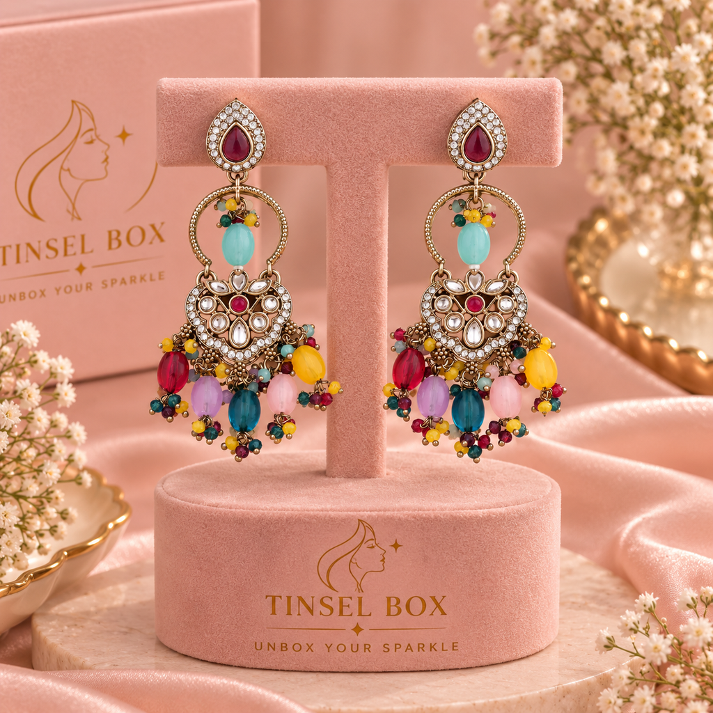 Rangrez Kundan Hoop Earrings