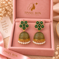 green antique oxidised jhumkis