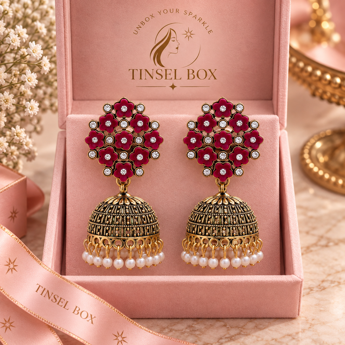 rosette cluster jhumkas