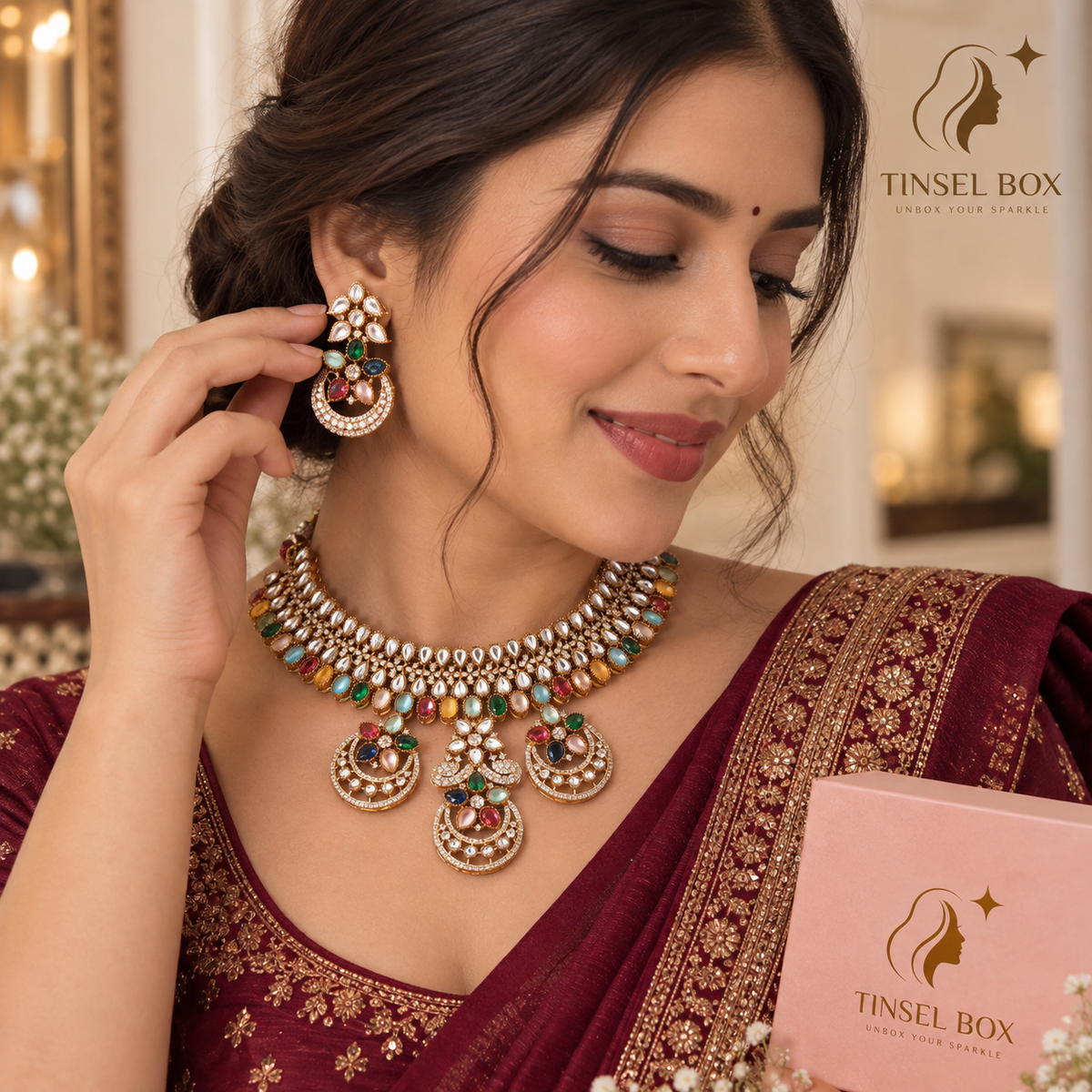 royal multicolour monalisa stone necklace
